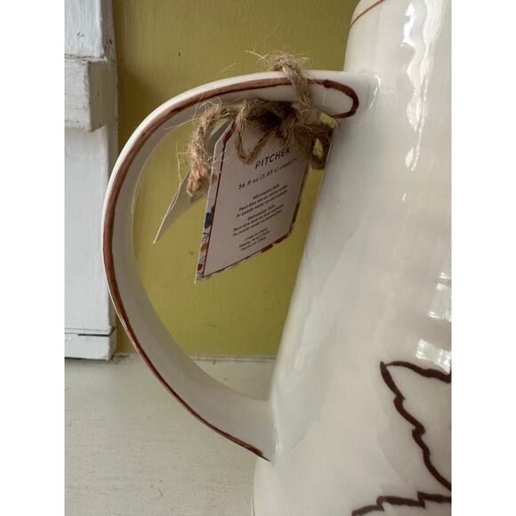 NWT Molly Hatch Leaf Leaves Harvest 56 Ounce Ceramic Pitcher - Picture 6 of 13